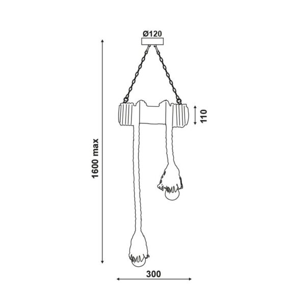 Κρεμαστό Φωτιστικό Οροφής Σχοινί 2xE27 Μέταλλο-Μπαμπού Καφέ ACA DECOR – 932302BBR