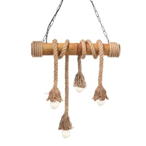 Κρεμαστό Φωτιστικό Οροφής Σχοινί 4xE27 Μέταλλο-Μπαμπού Καφέ ACA DECOR – 932604BBR