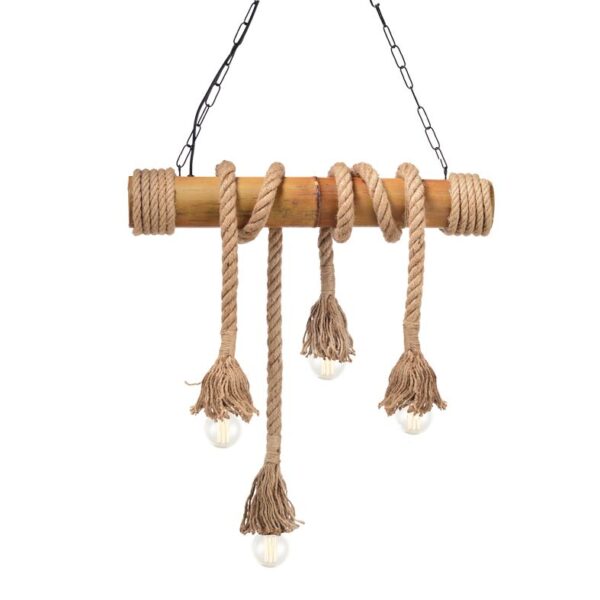 Κρεμαστό Φωτιστικό Οροφής Σχοινί 4xE27 Μέταλλο-Μπαμπού Καφέ ACA DECOR – 932604BBR