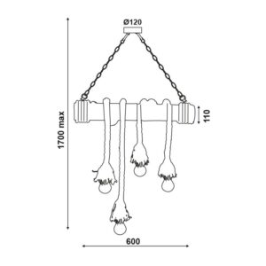 Κρεμαστό Φωτιστικό Οροφής Σχοινί 4xE27 Μέταλλο-Μπαμπού Καφέ ACA DECOR – 932604BBR
