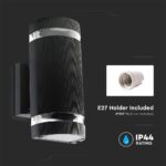 Φωτιστικό Τοίχου 2xE27 Μαύρο Οβαλ V-TAC IP44 – 93573