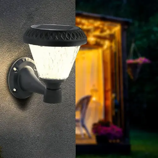 LED Ηλιακό Φαναράκι Τοίχου με RF Control V-TAC IP44 Μαύρο Σώμα  CCT – 93575