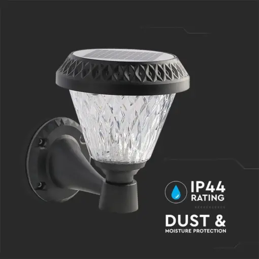 LED Ηλιακό Φαναράκι Τοίχου με RF Control V-TAC IP44 Μαύρο Σώμα  CCT – 93575