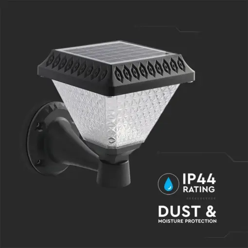 LED Ηλιακό Φαναράκι Τοίχου με RF Control V-TAC IP44 Μαύρο Σώμα  CCT – 93578