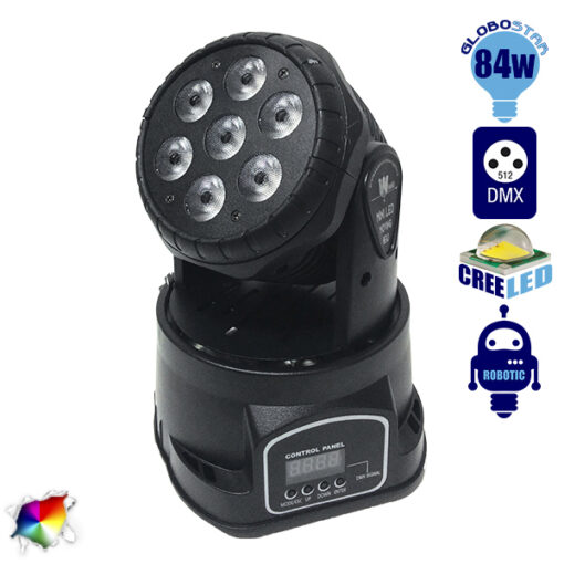 Επαγγελματική Κινούμενη Ρομποτική Κεφαλή WASH CREE LED 84W 230V 25° DMX512 RGBW GloboStar 51111