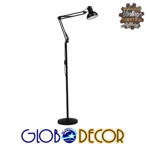 GloboStar® AUDREY 01468 Vintage Φωτιστικό Δαπέδου Μονόφωτο 1 x E27 Μαύρο Μεταλλικό Καμπάνα D15 x H190cm
