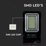 LED ηλιακό φωτιστικό δρόμου 50W ψυχρό λευκό 6000K μαύρο σώμα V-TAC – 95509