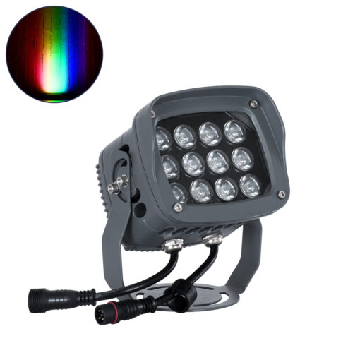 GloboStar® FLOOD-XENA 90699 Προβολέας Wall Washer με Αντιθαμβωτική Γρίλια για Φωτισμό Κτιρίων LED 24W 2040lm 10° DC 24V Αδιάβροχο IP65 L13 x W11 x H15cm RGBW DMX512 – Γκρι Ανθρακί – 3 Years Warranty