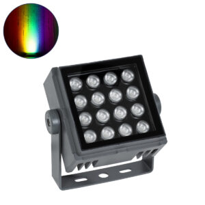 GloboStar® FLOOD-TINY 90370 Προβολέας Wall Washer για Φωτισμό Κτιρίων LED 27W 2295lm 3° DC 24V Αδιάβροχο IP65 L13.8 x W16.4 x H7cm RGBW DMX512 – Γκρι Ανθρακί – 3 Years Warranty