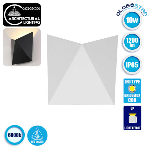 GloboStar® 96503 LED Φωτιστικό Τοίχου Απλίκα STEALTH Αρχιτεκτονικού Φωτισμού Λευκό Αδιάβροχο IP65 10 Watt CREE 1200lm 60° 230V Ψυχρό Λευκό Μ17 x Π7.5 x Υ17cm