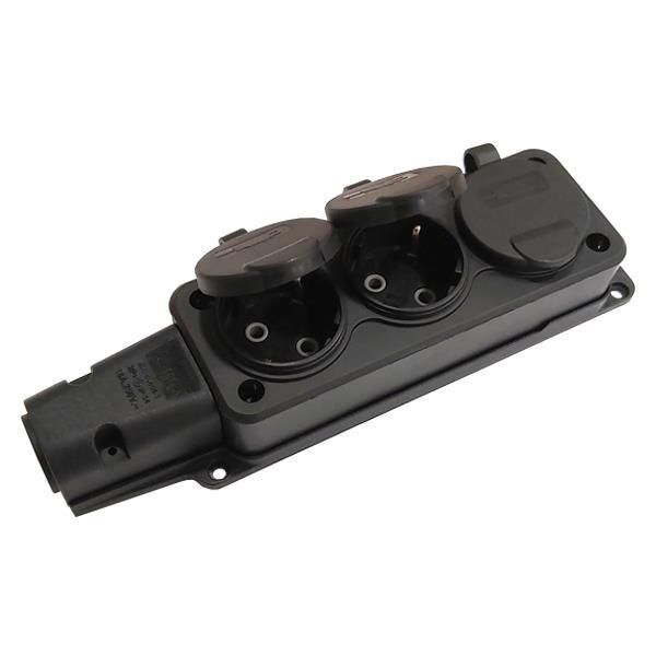 ΠΟΛΥΠΡΙΖΟ ΚΑΟΥΤΣΟΥΚ 3 ΘΕΣΕΩΝ ΣΚΕΤΟ 16A IP54 ΜΑΥΡΟ – 147-16204