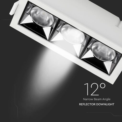 LED Φωτιστικό Χωνευτό 12W CRI>90 V-TAC PRO Samsung Chip 12° 960lm Φυσικό 4000K – 974