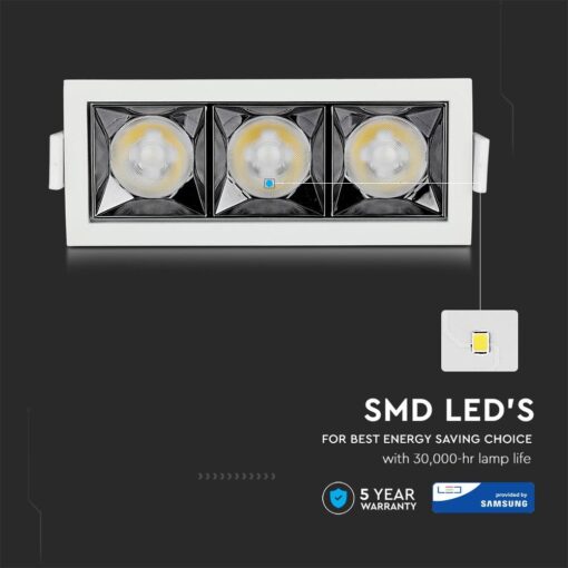 LED Φωτιστικό Χωνευτό 12W CRI>90 V-TAC PRO Samsung Chip 12° 960lm Φυσικό 4000K – 974