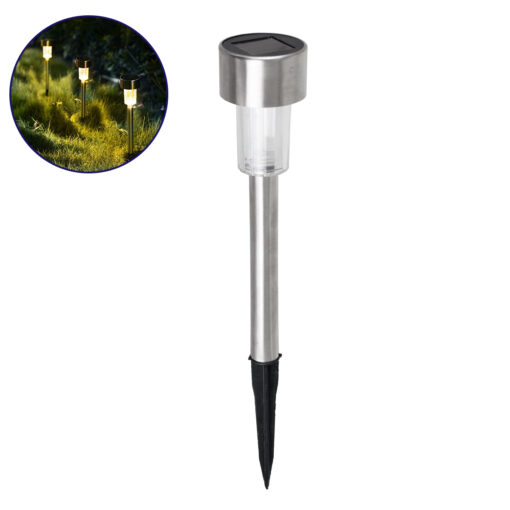 GloboStar® 71521 Αυτόνομο Ηλιακό Φωτιστικό LED SMD 1W 100lm με Ενσωματωμένη Μπαταρία 600mAh – Φωτοβολταϊκό Πάνελ με Αισθητήρα Ημέρας-Νύχτας Αδιάβροχο IP65 Φανάρι Κήπου Στρογγυλό Θερμό Λευκό 3000K