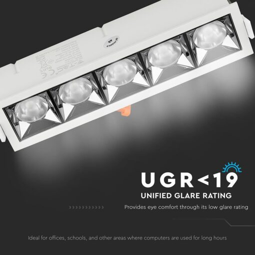 LED Φωτιστικό Χωνευτό 20W CRI>90 V-TAC PRO Samsung Chip 12° 1600lm Φυσικό 4000K – 980