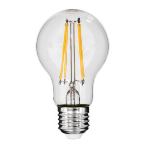 GloboStar® 99008 Λάμπα LED Long Filament E27 A60 Γλόμπος 10W 1000lm 360° AC 220-240V IP20 Φ6 x Υ10.5cm Θερμό Λευκό 2700K με Διάφανο Γυαλί – Dimmable – 3 Years Warranty