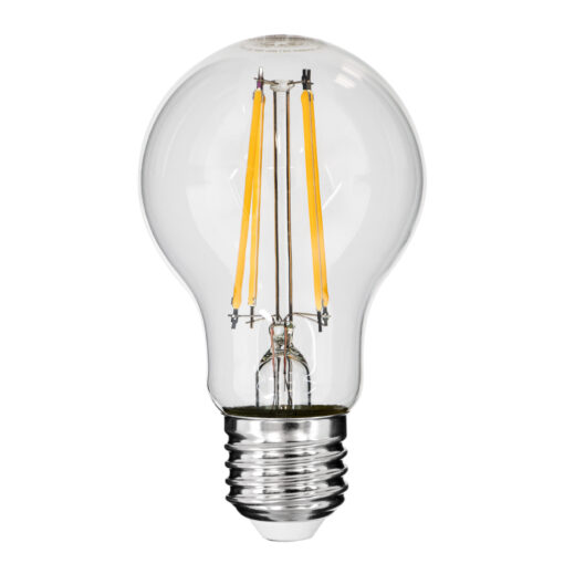 GloboStar® 99008 Λάμπα LED Long Filament E27 A60 Γλόμπος 10W 1000lm 360° AC 220-240V IP20 Φ6 x Υ10.5cm Θερμό Λευκό 2700K με Διάφανο Γυαλί – Dimmable – 3 Years Warranty