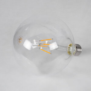 GloboStar® 99012 Λάμπα LED Long Filament E27 G125 Γλόμπος 4W 400lm 360° AC 220-240V IP20 Φ12.5 x Υ18cm Θερμό Λευκό 2700K με Διάφανο Γυαλί – Dimmable – 3 Years Warranty