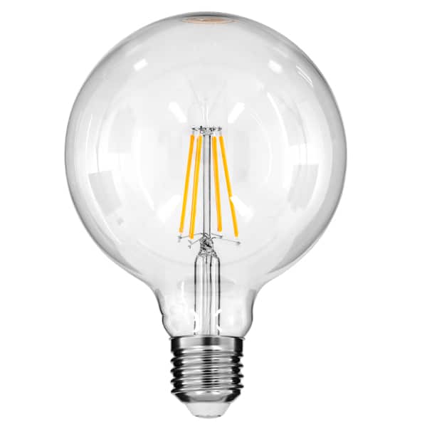 GloboStar® 99013 Λάμπα E27 G125 Γλόμπος LED LONG FILAMENT 8W 880 lm 320° AC 85-265V Edison Retro με Διάφανο Γυαλί Θερμό Λευκό 2700 K Dimmable