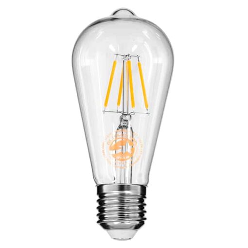 GloboStar® 99015 Λάμπα E27 ST64 Αχλάδι LED FILAMENT 4W 440 lm 320° AC 85-265V Edison Retro με Διάφανο Γυαλί Θερμό Λευκό 2700 K Dimmable