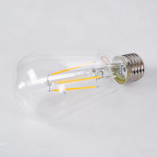 GloboStar® 99016 Λάμπα LED Long Filament E27 ST64 Αχλάδι 8W 800lm 360° AC 220-240V IP20 Φ6.4 x Υ14cm Θερμό Λευκό 2700K με Διάφανο Γυαλί – Dimmable – 3 Years Warranty