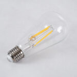 GloboStar® 99016 Λάμπα LED Long Filament E27 ST64 Αχλάδι 8W 800lm 360° AC 220-240V IP20 Φ6.4 x Υ14cm Θερμό Λευκό 2700K με Διάφανο Γυαλί – Dimmable – 3 Years Warranty