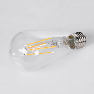 GloboStar® 99017 Λάμπα LED Long Filament E27 ST64 Αχλάδι 10W 1000lm 360° AC 220-240V IP20 Φ6.4 x Υ14cm Θερμό Λευκό 2700K με Διάφανο Γυαλί – Dimmable – 3 Years Warranty