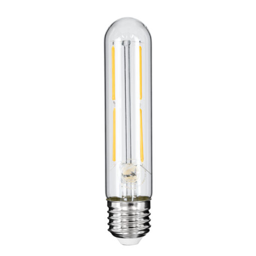 GloboStar® 99019 Λάμπα LED Long Filament E27 T30 Σωλήνας 4W 400lm 360° AC 220-240V IP20 Φ3 x Υ13.5cm Θερμό Λευκό 2700K με Διάφανο Γυαλί – Dimmable – 3 Years Warranty