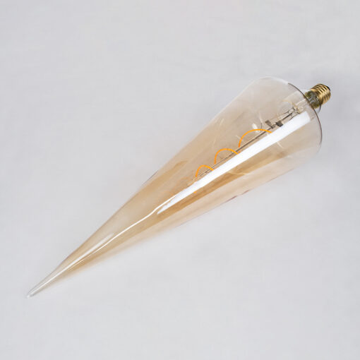 GloboStar® 99023 Λάμπα LED Soft S Spiral Filament E27 CT100 SPEAR Γλόμπος 6W 420lm 360° AC 220-240V IP20 Φ10 x Υ28cm Ultra Θερμό Λευκό 2200K με Μελί Γυαλί – Dimmable – 3 Χρόνια Εγγύηση