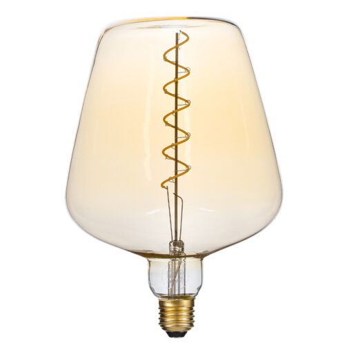 GloboStar® 99025 Λάμπα LED Soft S Spiral Filament E27 NT170 BRANDY Γλόμπος 6W 420lm 360° AC 220-240V IP20 Φ17 x Υ23cm Ultra Θερμό Λευκό 2200K με Μελί Γυαλί – Dimmable – 3 Years Warranty