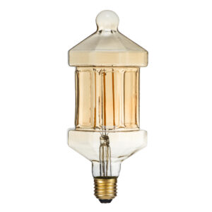 GloboStar® 99026 Λάμπα LED Long Filament E27 FT95 LANTERN Γλόμπος 8W 650lm 360° AC 220-240V IP20 Φ9.5 x Υ21.5cm Ultra Θερμό Λευκό 2200K με Μελί Γυαλί – Dimmable – 3 Years Warranty