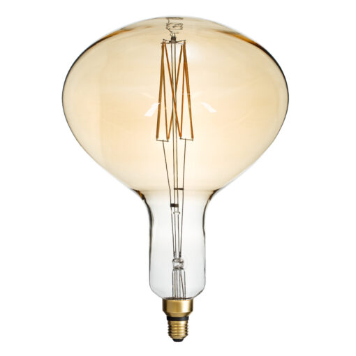 GloboStar® 99027 Λάμπα LED Zig Long Filament E27 R280 BUTTERNUT Γλόμπος 6W 420lm 360° AC 220-240V IP20 Φ28 x Υ41cm Ultra Θερμό Λευκό 2200K με Μελί Γυαλί – Dimmable – 3 Years Warranty