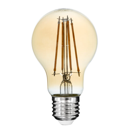 GloboStar® 99037 LED Long Filament Bulb E27 A60 Globe 8W 720lm 360° AC 220-240V IP20 D6 x H10.5cm Ultra Θερμό Λευκό 2200K με Μελί Γυαλί – Dimmable – 3 Years Warranty