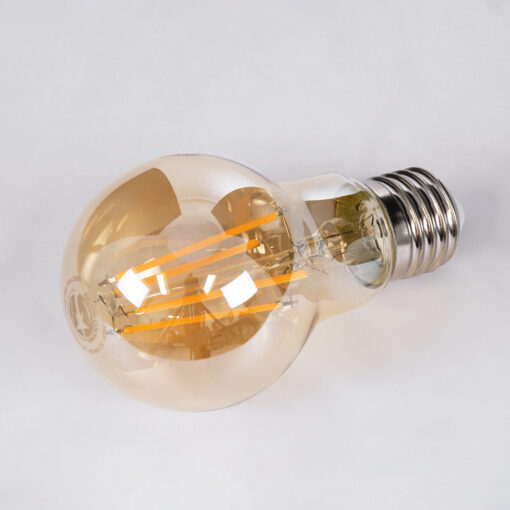 GloboStar® 99037 LED Long Filament Bulb E27 A60 Globe 8W 720lm 360° AC 220-240V IP20 D6 x H10.5cm Ultra Θερμό Λευκό 2200K με Μελί Γυαλί – Dimmable – 3 Years Warranty