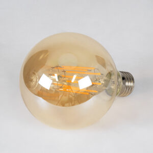 GloboStar® 99041 LED Long Filament Bulb E27 G95 Globe 12W 1080lm 360° AC 220-240V IP20 D9.5 x H13.5cm Ultra Θερμό Λευκό 2200K με Μελί Γυαλί – Dimmable – 3 Years Warranty