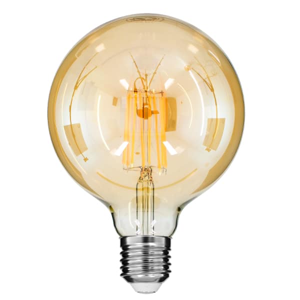 GloboStar® 99044 Λάμπα E27 G125 Γλόμπος LED LONG FILAMENT 12W 1260 lm 320° AC 85-265V Edison Retro με Μελί Γυαλί Ultra Θερμό Λευκό 2200 K Dimmable