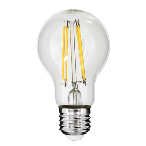 GloboStar® 99053 Λάμπα LED Long Filament E27 A60 Γλόμπος 10W 1100lm 360° AC 220-240V IP20 Φ6 x Υ10.5cm Φυσικό Λευκό 4000K με Διάφανο Γυαλί – Dimmable – 3 Χρόνια Εγγύηση
