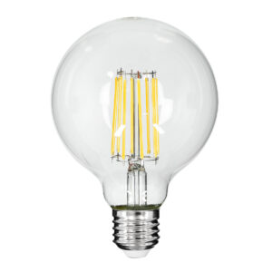 GloboStar® 99054 Λάμπα LED Long Filament E27 G95 Γλόμπος 12W 1320lm 360° AC 220-240V IP20 Φ9.5 x Υ13.5cm Φυσικό Λευκό 4000K με Διάφανο Γυαλί – Dimmable – 3 Years Warranty