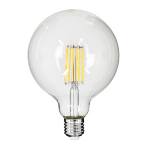 GloboStar® 99055 Λάμπα LED Long Filament E27 G125 Γλόμπος 12W 1320lm 360° AC 220-240V IP20 Φ12.5 x Υ18cm Φυσικό Λευκό 4000K με Διάφανο Γυαλί – Dimmable – 3 Years Warranty