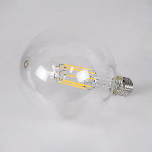 GloboStar® 99055 Λάμπα LED Long Filament E27 G125 Γλόμπος 12W 1320lm 360° AC 220-240V IP20 Φ12.5 x Υ18cm Φυσικό Λευκό 4000K με Διάφανο Γυαλί – Dimmable – 3 Years Warranty