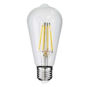 GloboStar® 99056 Λάμπα LED Long Filament E27 ST64 Αχλάδι 10W 1100lm 360° AC 220-240V IP20 Φ6.4 x Υ14cm Φυσικό Λευκό 4000K με Διάφανο Γυαλί – Dimmable – 3 Years Warranty