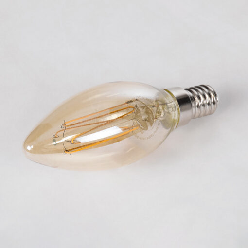 GloboStar® 99058 Λάμπα LED Ultra Thin Soft S Spiral Filament E14 C35 Κεράκι 2W 140lm 360° AC 220-240V IP20 Φ3.5 x Υ10.5cm Ultra Θερμό Λευκό 2200K με Μελί Γυαλί – Dimmable – 3 Years Warranty