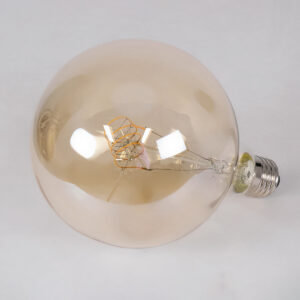 GloboStar® 99081 Λάμπα LED Ultra Thin Soft S Spiral Filament E27 G125 Γλόμπος 4W 280lm 360° AC 220-240V IP20 Φ12.5 x Υ18cm Ultra Θερμό Λευκό 2200K με Μελί Γυαλί – Dimmable – 3 Years Warranty