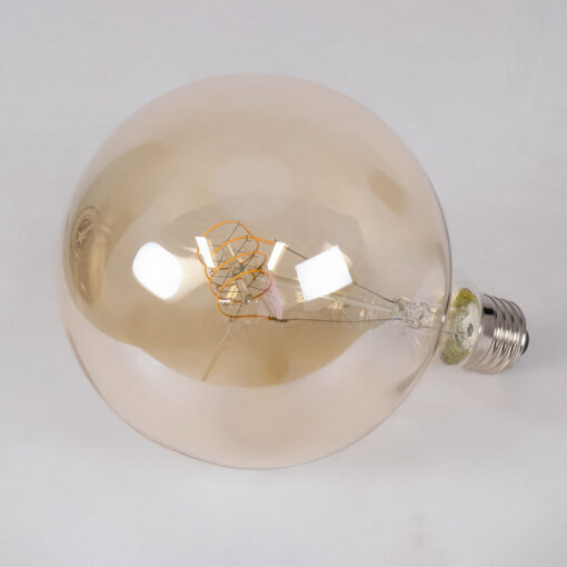 GloboStar® 99081 Λάμπα LED Ultra Thin Soft S Spiral Filament E27 G125 Γλόμπος 4W 280lm 360° AC 220-240V IP20 Φ12.5 x Υ18cm Ultra Θερμό Λευκό 2200K με Μελί Γυαλί – Dimmable – 3 Years Warranty