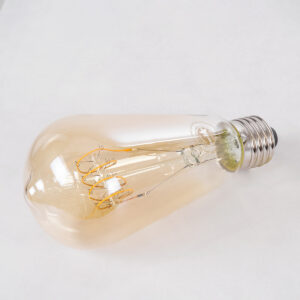 GloboStar® 99082 Λάμπα LED Ultra Thin Soft S Spiral Filament E27 ST64 Αχλάδι 4W 280lm 360° AC 220-240V IP20 Φ6.4 x Υ14cm Ultra Θερμό Λευκό 2200K με Μελί Γυαλί – Dimmable – 3 Years Warranty