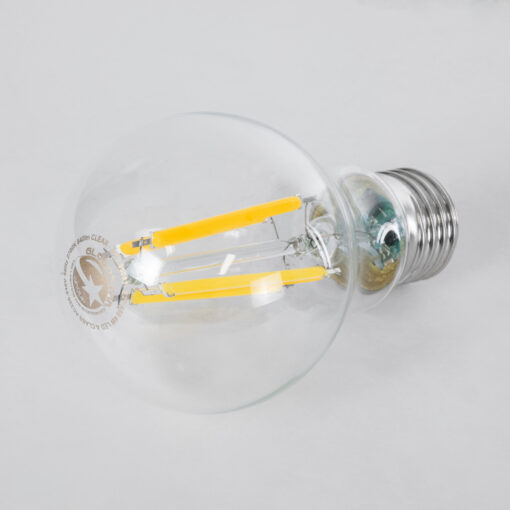 GloboStar® 99083 Λάμπα LED Long Filament E27 A60 Γλόμπος 4W 840lm 360° AC 220-240V IP20 Φ6 x Υ11cm Θερμό Λευκό 2700K με Διάφανο Γυαλί – Pro Series 210lm/W – A Ενεργειακή Κλάση – 3 Χρόνια Εγγύηση