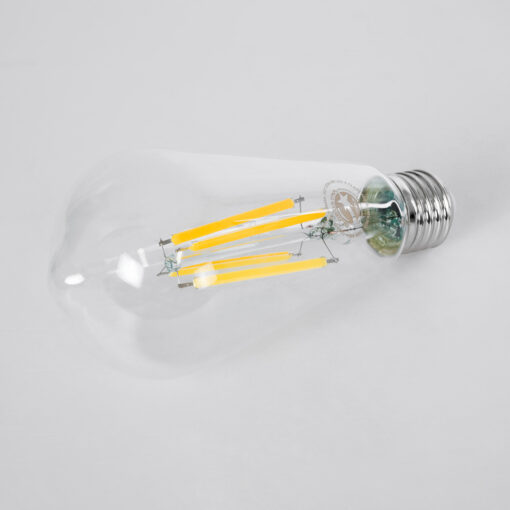 GloboStar® 99086 Λάμπα LED Long Filament E27 ST64 Αχλάδι 4W 840lm 360° AC 220-240V IP20 Φ6.4 x Υ14.5cm Θερμό Λευκό 2700K με Διάφανο Γυαλί – Pro Series 210lm/W – A Ενεργειακή Κλάση – 3 Χρόνια Εγγύηση