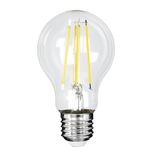 GloboStar® 99091 Λάμπα LED Long Filament E27 A60 Γλόμπος 4W 840lm 360° AC 220-240V IP20 Φ6 x Υ11cm Φυσικό Λευκό 4000K με Διάφανο Γυαλί – Pro Series 210lm/W – A Ενεργειακή Κλάση – 3 Χρόνια Εγγύηση