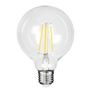 GloboStar® 99092 Λάμπα LED Long Filament E27 G95 Γλόμπος 4W 840lm 360° AC 220-240V IP20 Φ9.5 x Υ13.8cm Φυσικό Λευκό 4000K με Διάφανο Γυαλί – Pro Series 210lm/W – A Ενεργειακή Κλάση – 3 Χρόνια Εγγύηση