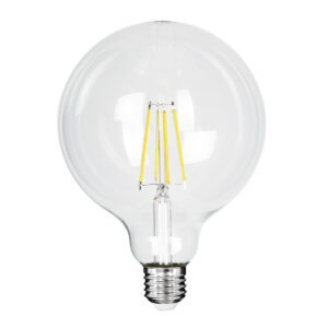 GloboStar® 99093 Λάμπα LED Long Filament E27 G125 Γλόμπος 4W 840lm 360° AC 220-240V IP20 Φ12.5 x Υ13.8cm Φυσικό Λευκό 4000K με Διάφανο Γυαλί – Pro Series 210lm/W – A Ενεργειακή Κλάση – 3 Χρόνια Εγγύηση